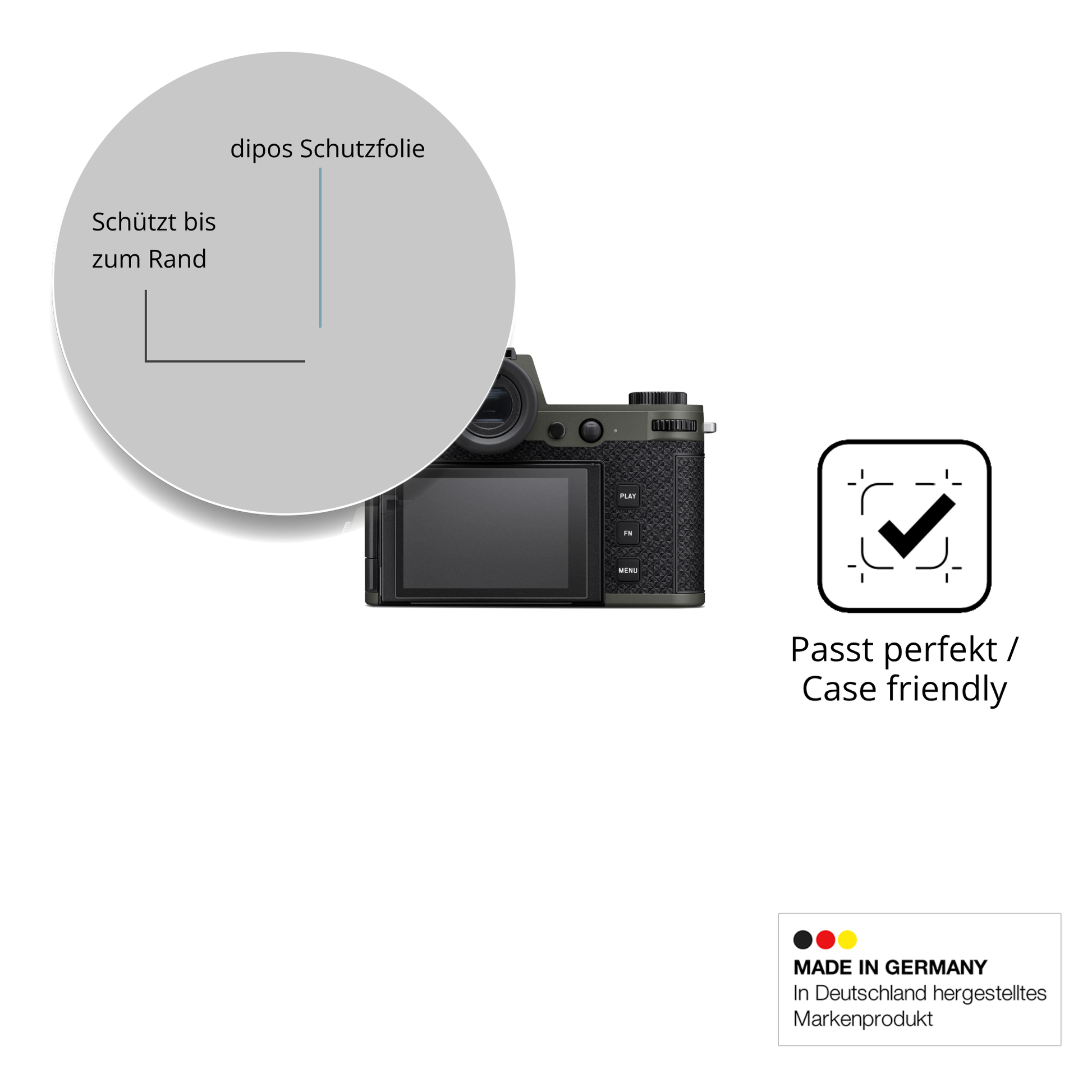Schutzglasfolie mit optimaler Passform, zur Verwendung mit Hüllen geeignet