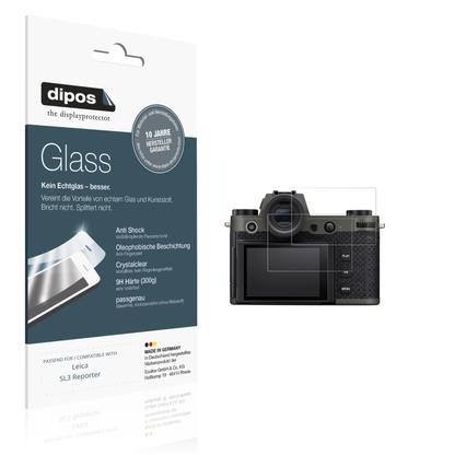 Klare Displayschutzfolie von dipos passend für Leica SL3 Reporter, 9H kratzfest und blasenfrei montiert