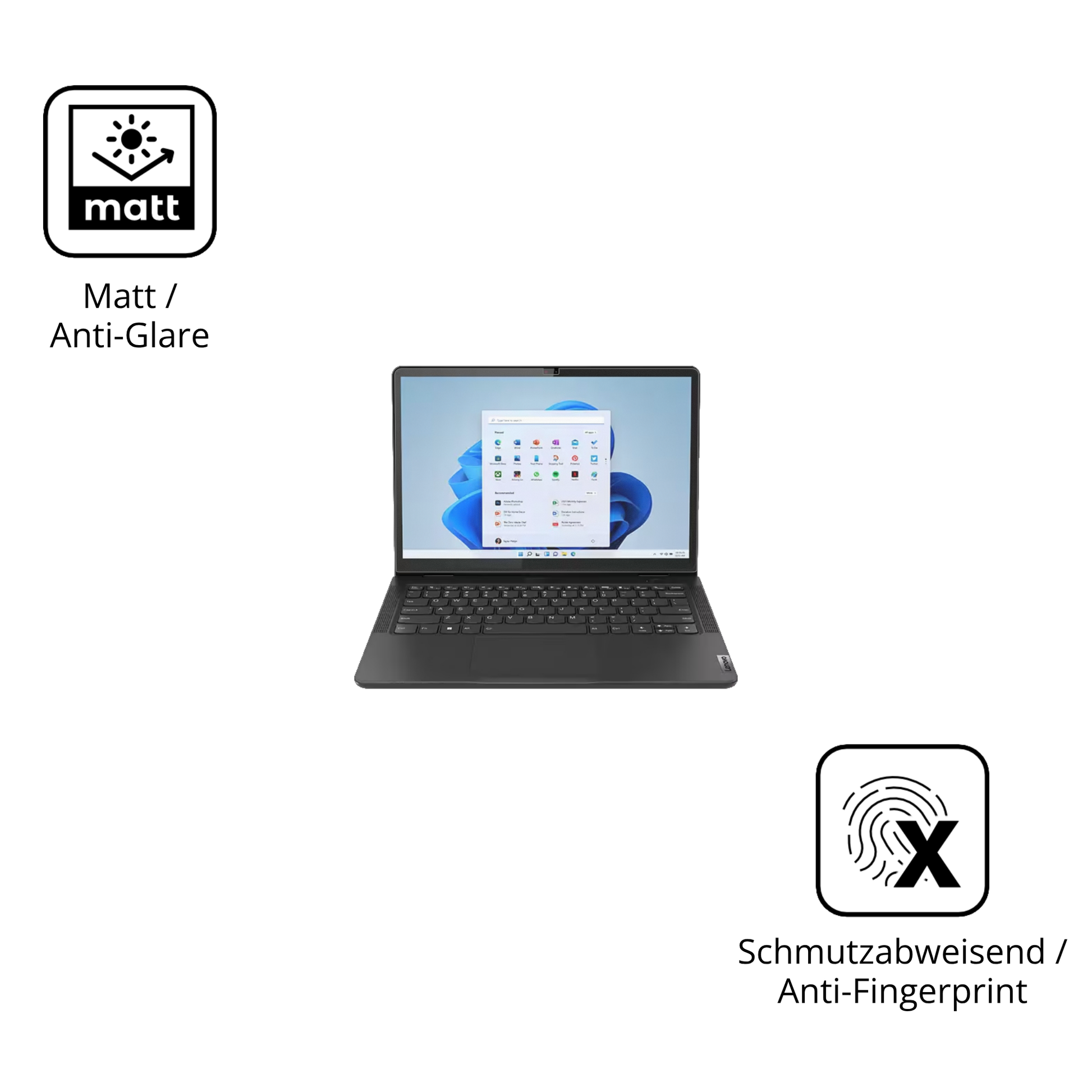 Dünne und entspiegelnde Folie passend zugeschnitten für lenovo13w yoga gen 2