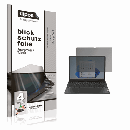 Blickschutzfolie von dipos passend für lenovo13w yoga gen 2, präziser Zuschnitt und blasenfrei montiert