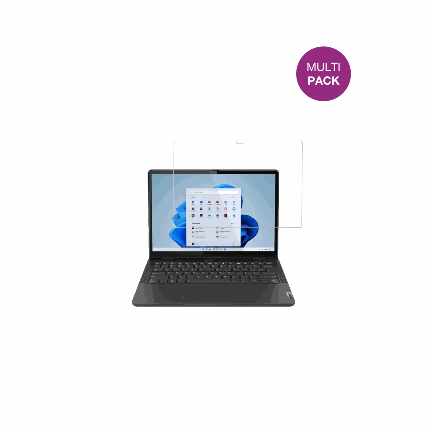 lenovo13w yoga gen 2 mit aufgebrachter dipos Displayschutzfolie, glasklare Darstellung ohne Einschränkungen