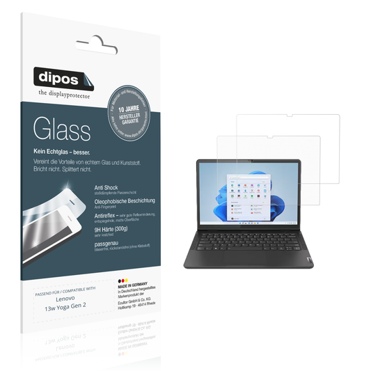 Matte Displayschutzfolie von dipos passend für lenovo13w yoga gen 2, 9H kratzfest und blasenfrei montiert