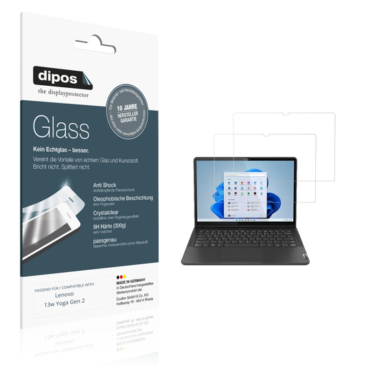 Klare Displayschutzfolie von dipos passend für lenovo13w yoga gen 2, 9H kratzfest und blasenfrei montiert