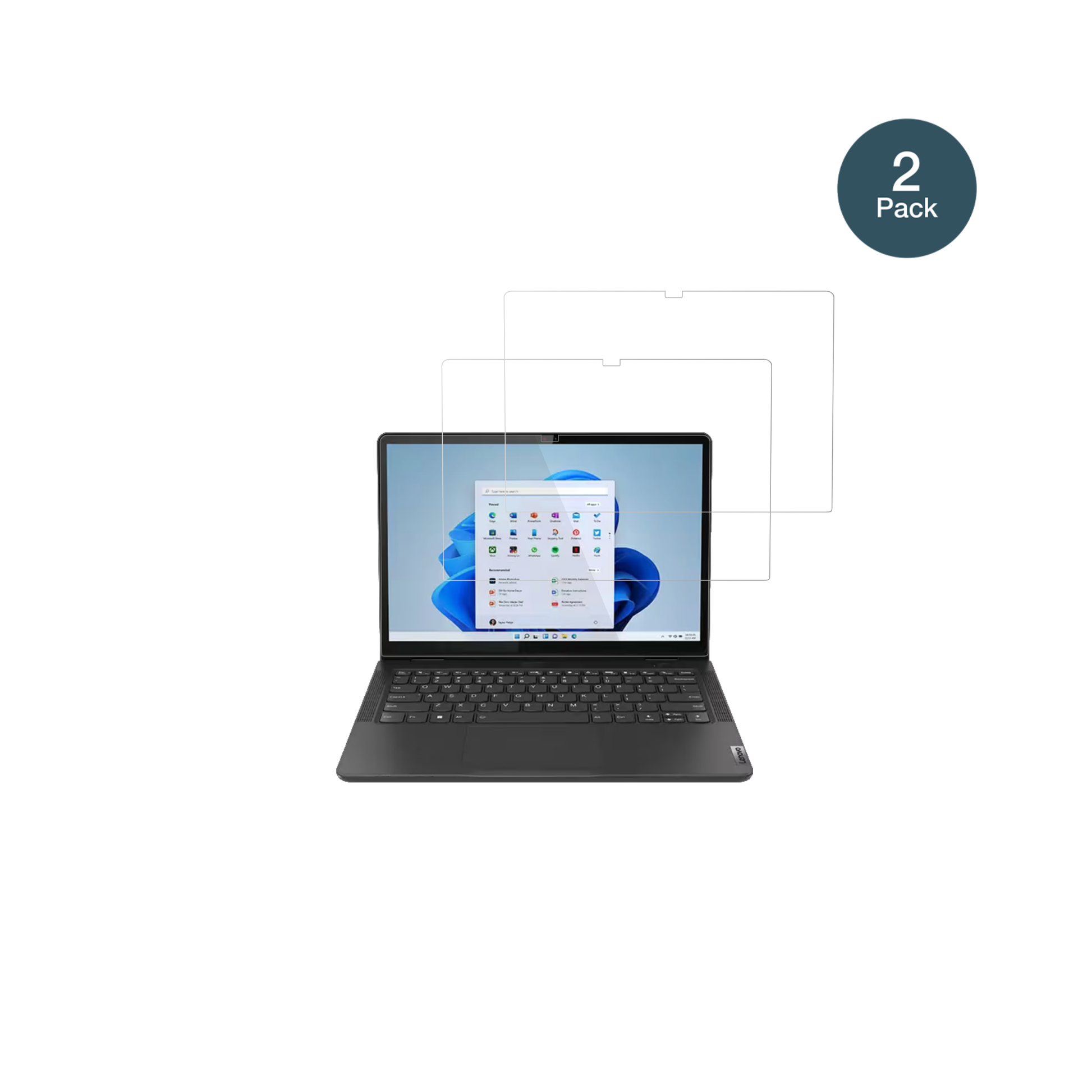lenovo13w yoga gen 2 mit aufgebrachter dipos Flex Schutzfolie, glasklare Darstellung ohne Einschränkungen