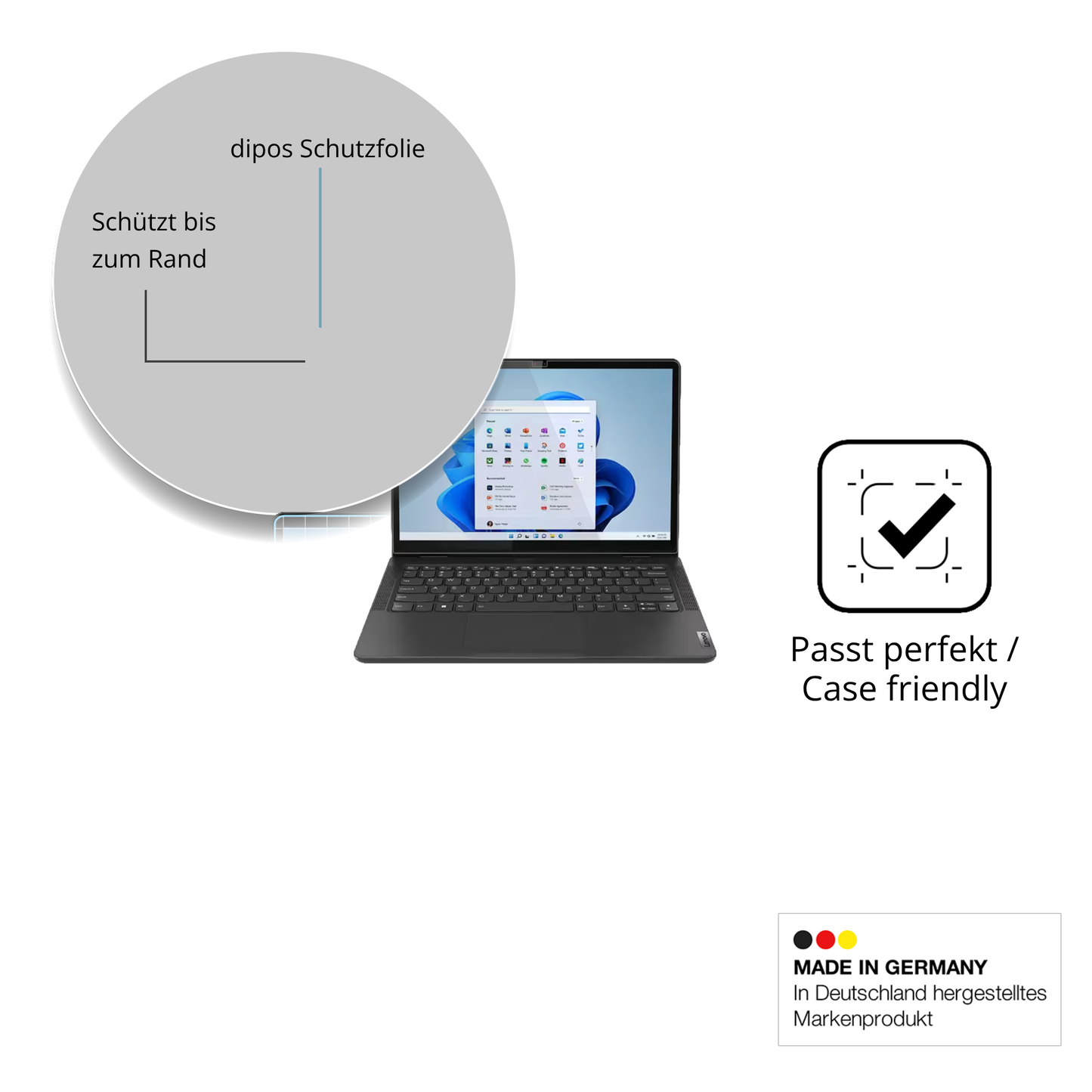 Besonders flexibler Displayschutz mit Anti-Shock-Schicht im Materialmix