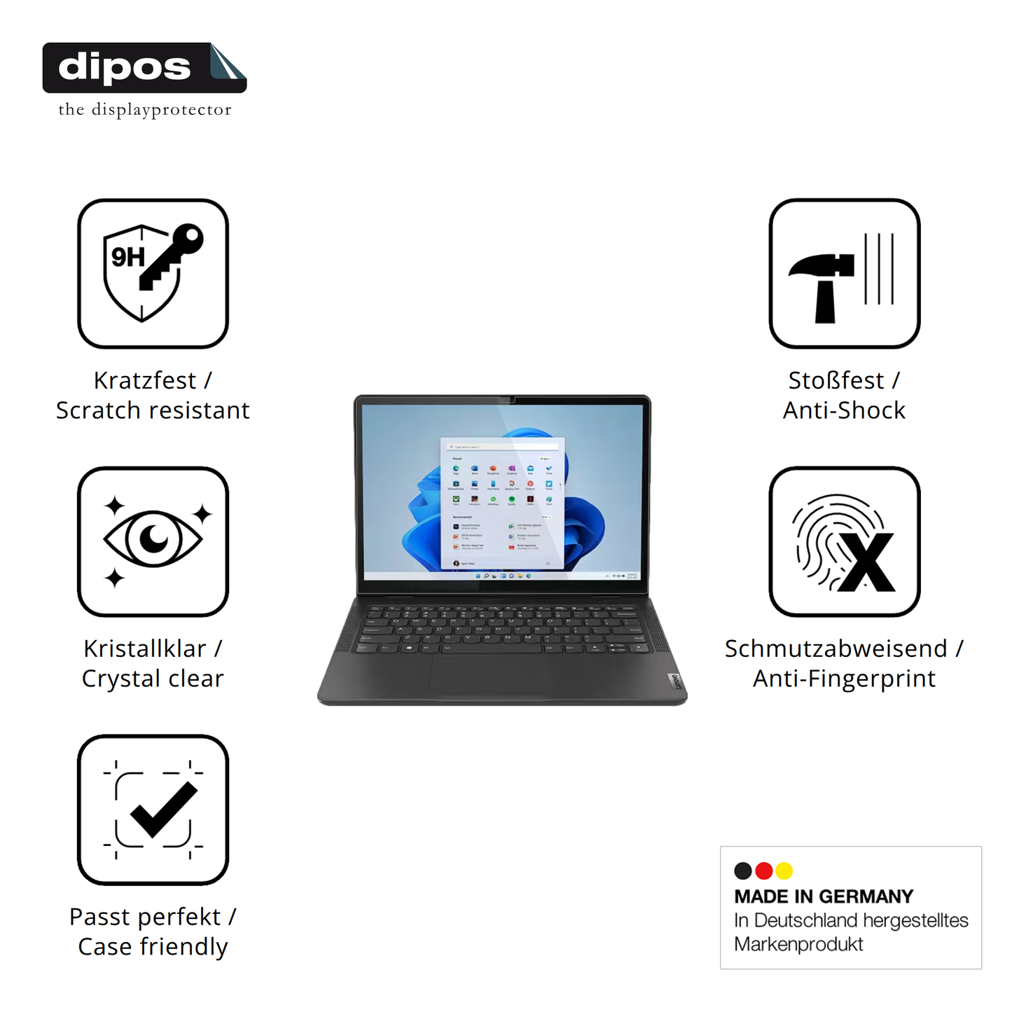 Displayschutz hergestellt in Deutschland, höchste Qualität made in Germany