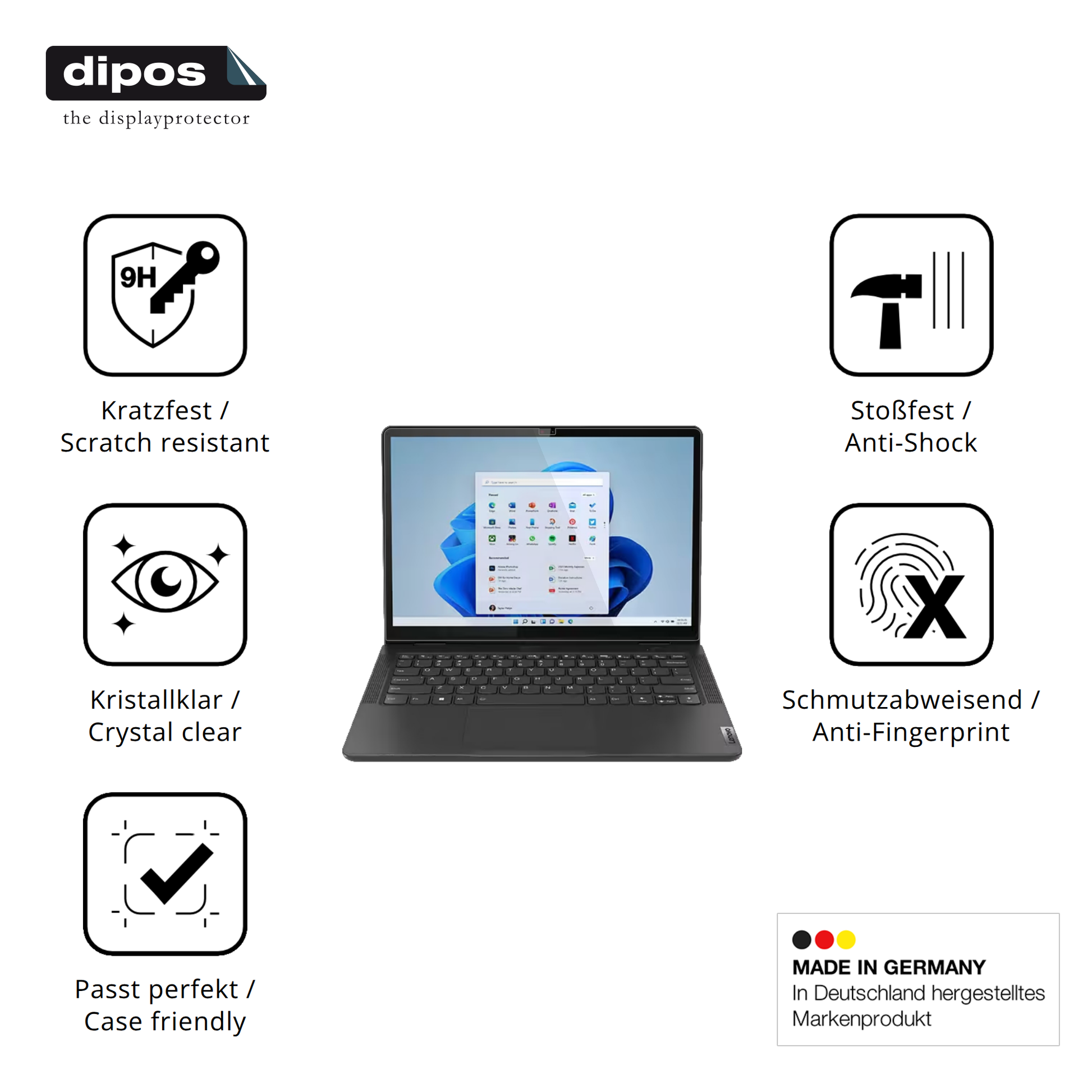 Displayschutz hergestellt in Deutschland, höchste Qualität made in Germany