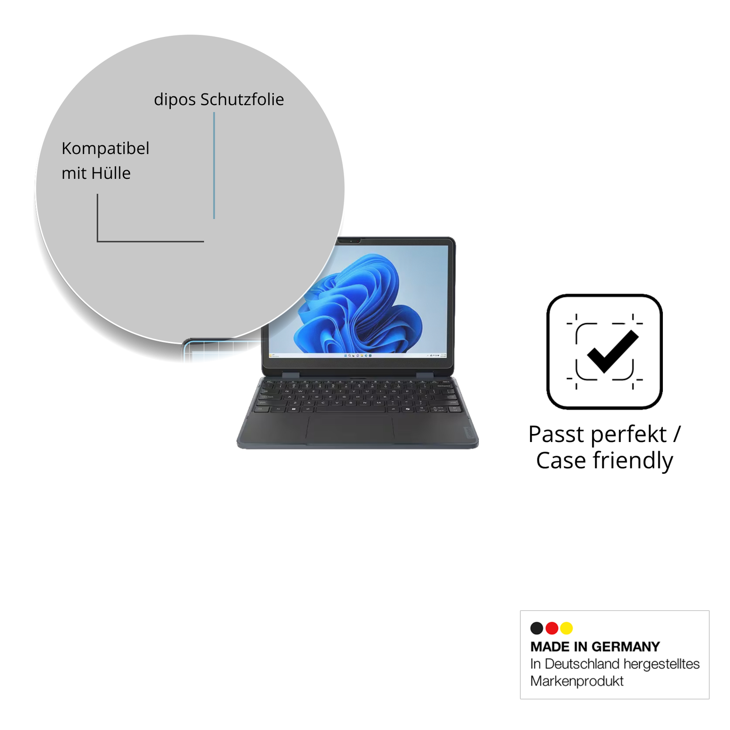 Schutzfolie mit optimaler Passform, zur Verwendung mit Hüllen geeignet