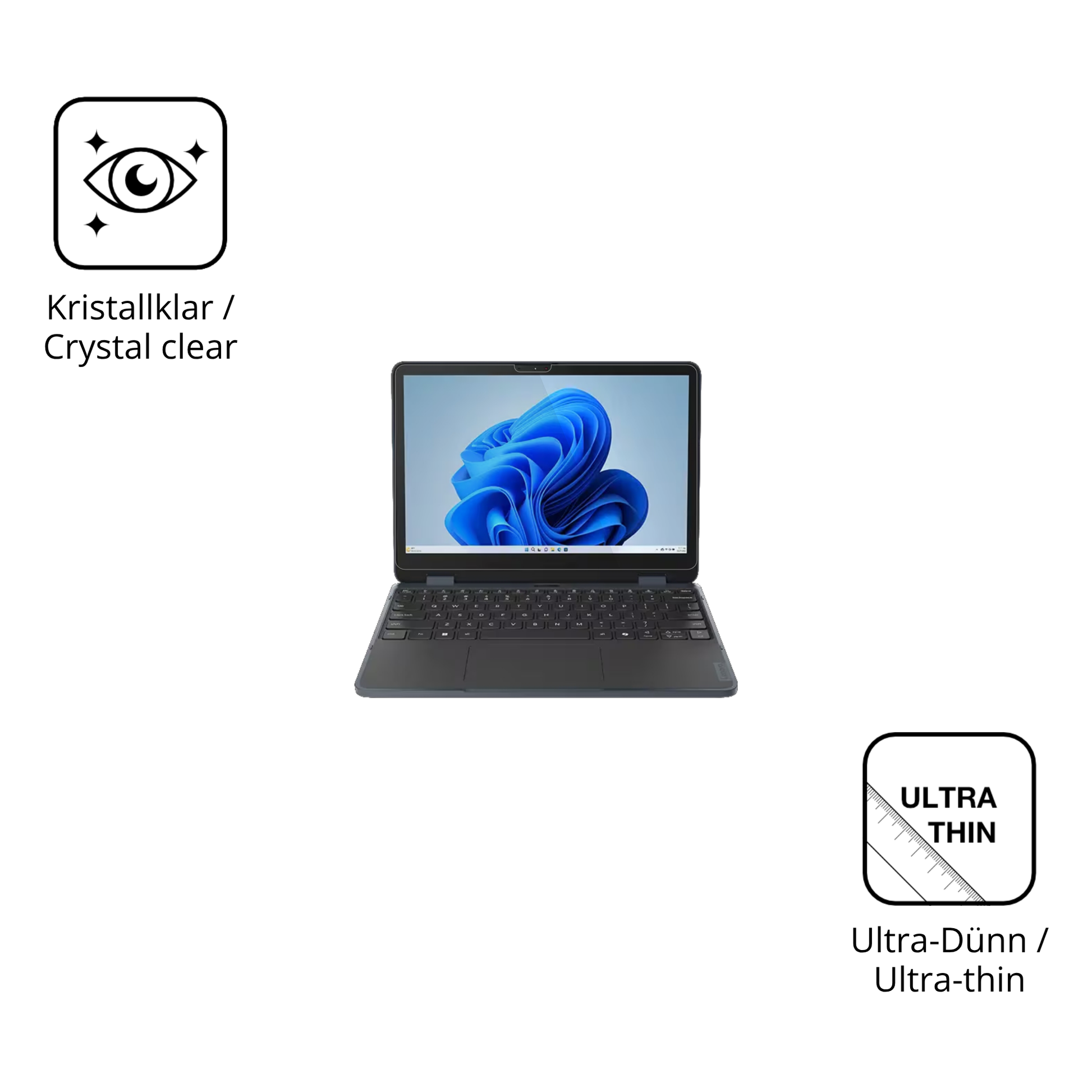 Dünne und klare Folie passend zugeschnitten für Lenovo 500w 2-in-1 Gen 5
