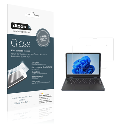 Klare Displayschutzfolie von dipos passend für Lenovo 500w 2-in-1 Gen 5, 9H kratzfest und blasenfrei montiert