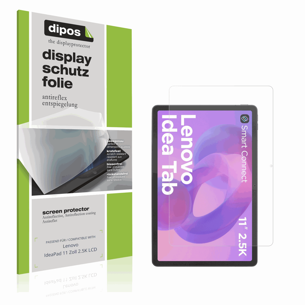 Matte Displayschutzfolie von dipos passend für Lenovo IdeaPad 11 Zoll 2.5K LCD, präziser Zuschnitt und blasenfrei montiert