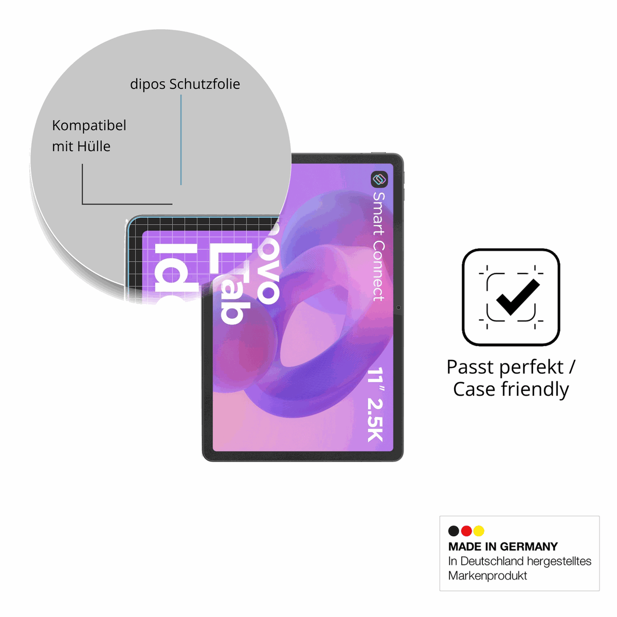 Schutzfolie mit optimaler Passform, zur Verwendung mit Hüllen geeignet