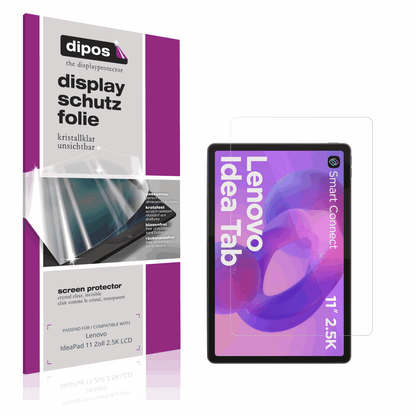 Klare Displayschutzfolie von dipos passend für Lenovo IdeaPad 11 Zoll 2.5K LCD, präziser Zuschnitt und blasenfrei montiert