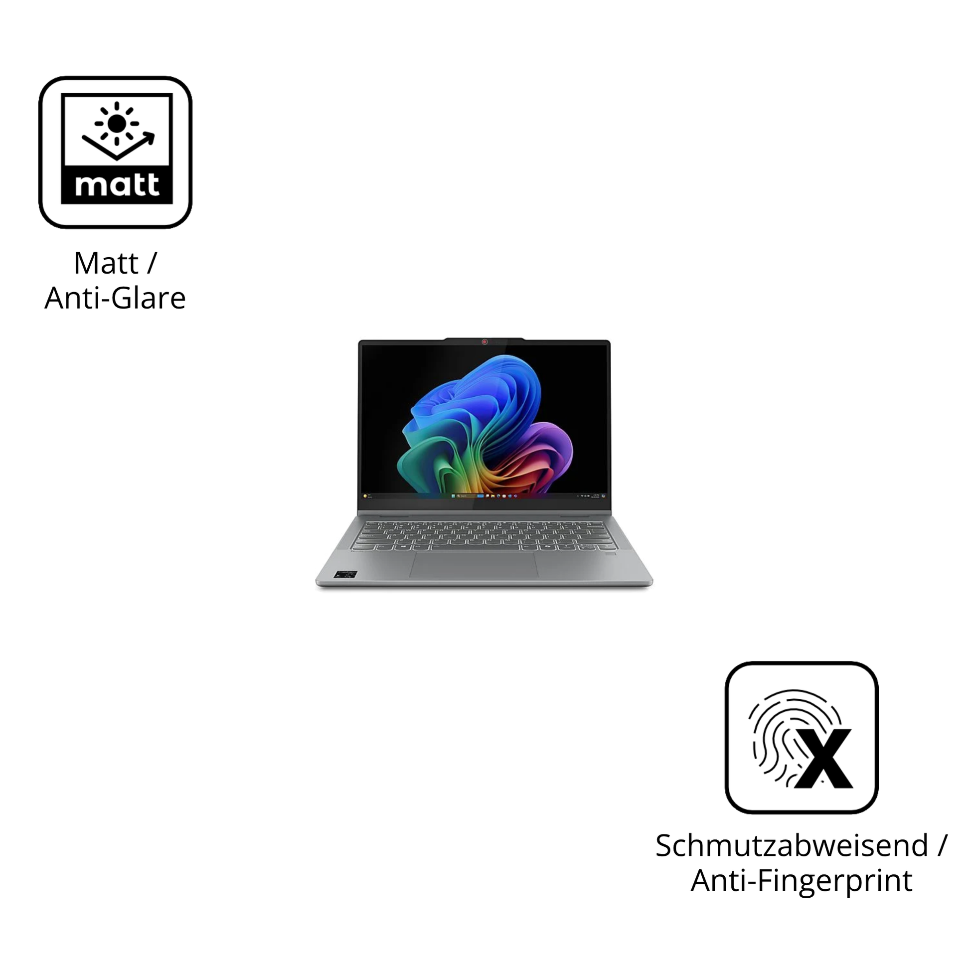 Dünne und entspiegelnde Folie passend zugeschnitten für Lenovo IdeaPad 5 2-in-1 14 Zoll