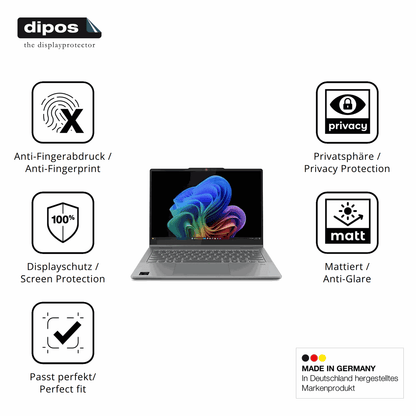 Privatsphäre-Schutz durch Sichtschutz-Folie passend zugeschnitten für Lenovo IdeaPad 5 2-in-1 14 Zoll