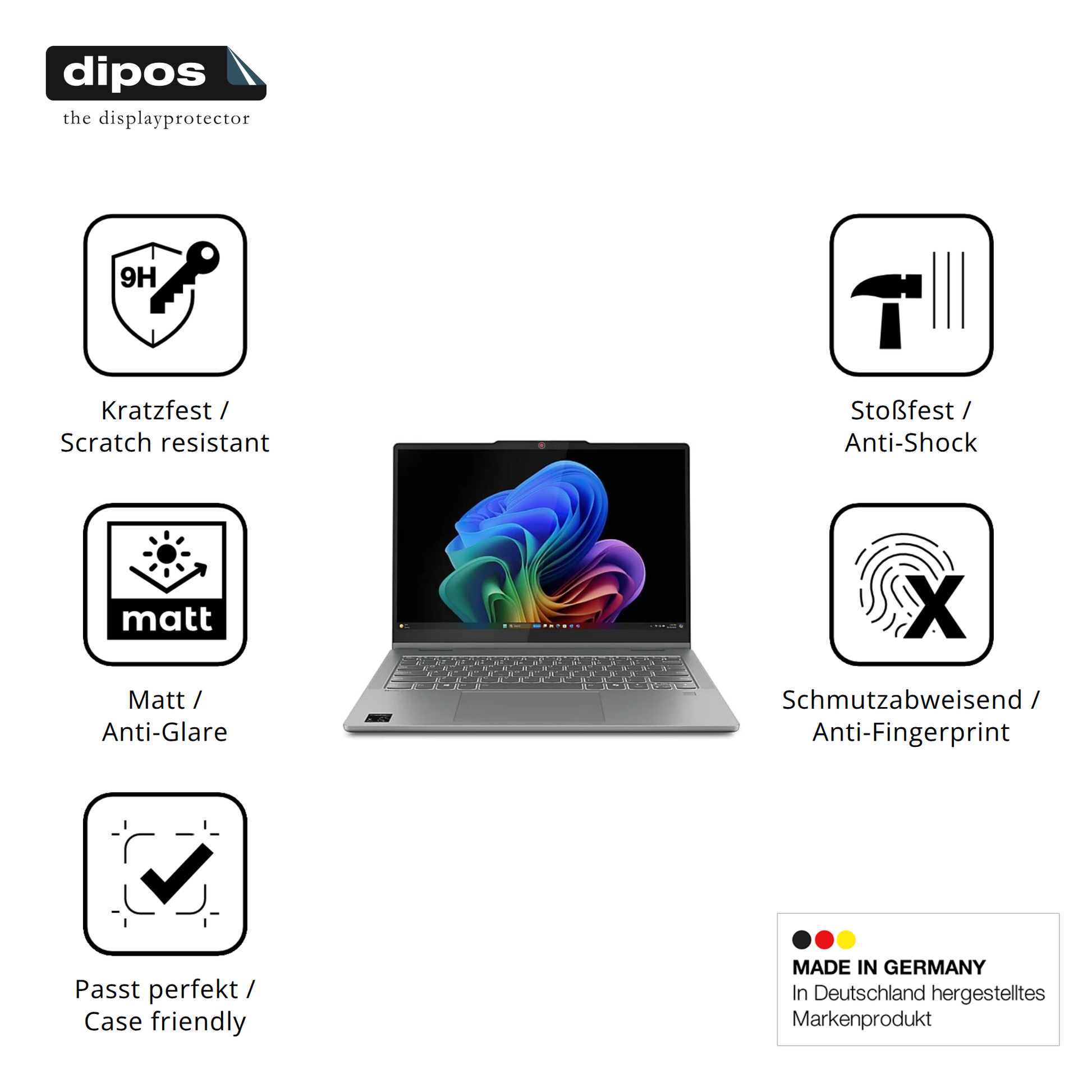 Displayschutz hergestellt in Deutschland, höchste Qualität made in Germany