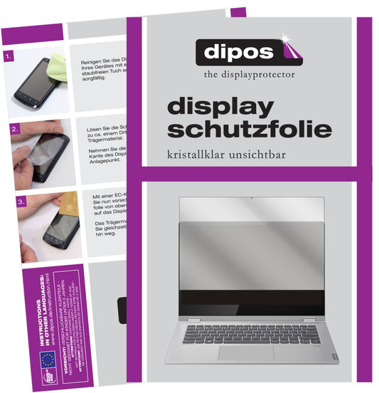 Klare Displayschutzfolie von dipos passend für Lenovo Ideapad C340 14 Zoll, präziser Zuschnitt und blasenfrei montiert