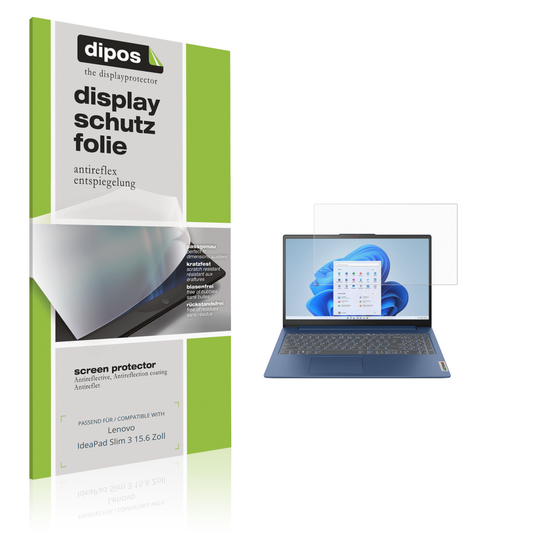 Matte Displayschutzfolie von dipos passend für Lenovo IdeaPad Slim 3 15.6 Zoll, präziser Zuschnitt und blasenfrei montiert