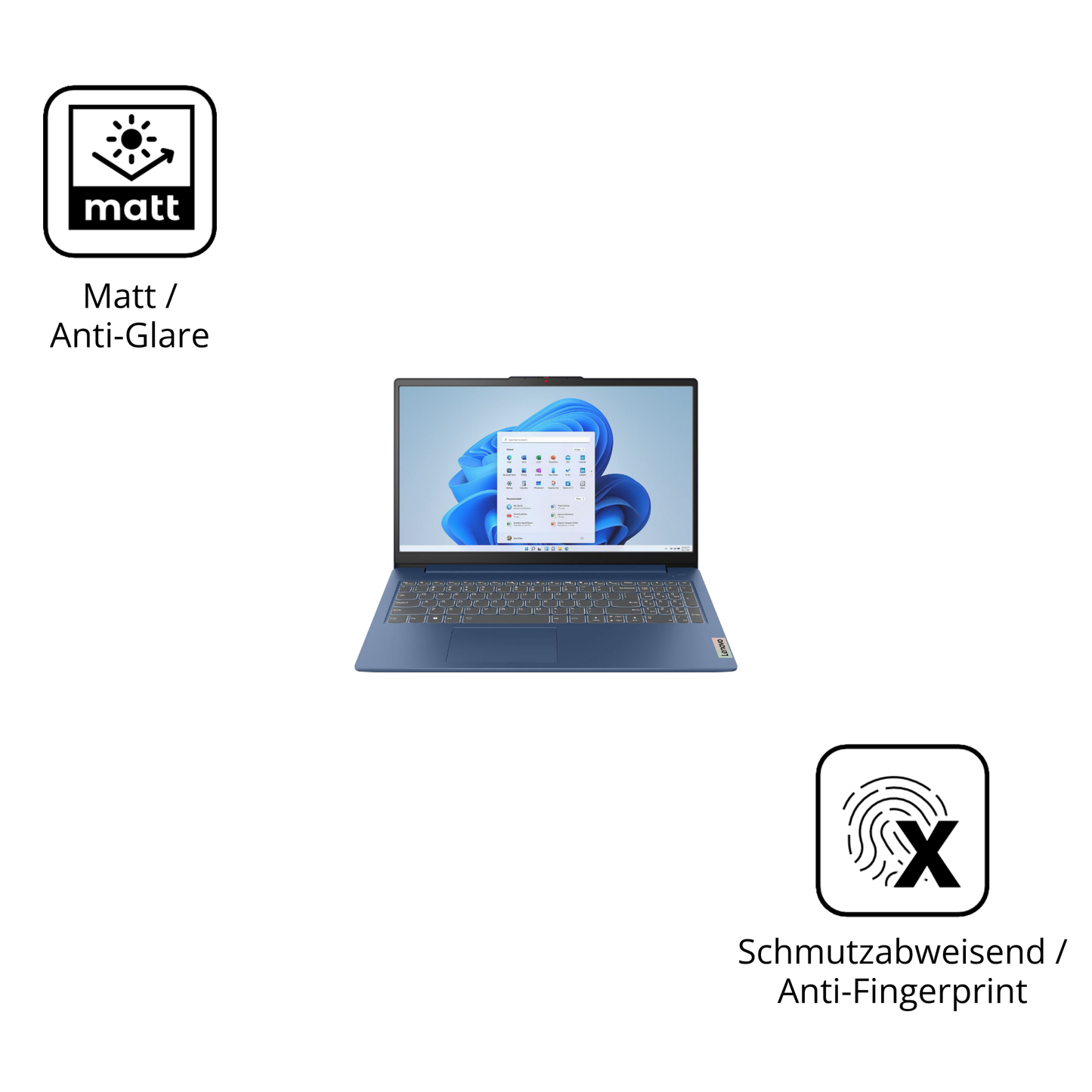 Dünne und entspiegelnde Folie passend zugeschnitten für Lenovo IdeaPad Slim 3 15.6 Zoll