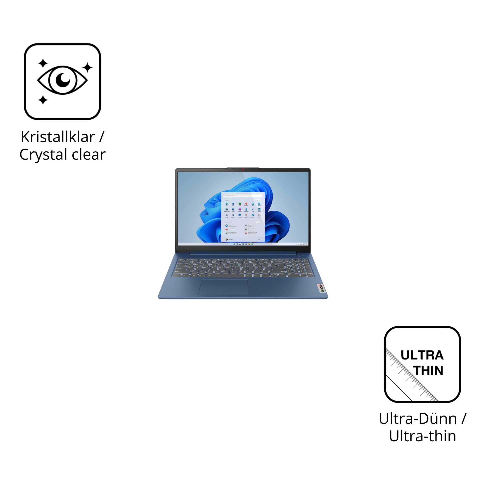 Dünne und klare Folie passend zugeschnitten für Lenovo IdeaPad Slim 3 15.6 Zoll