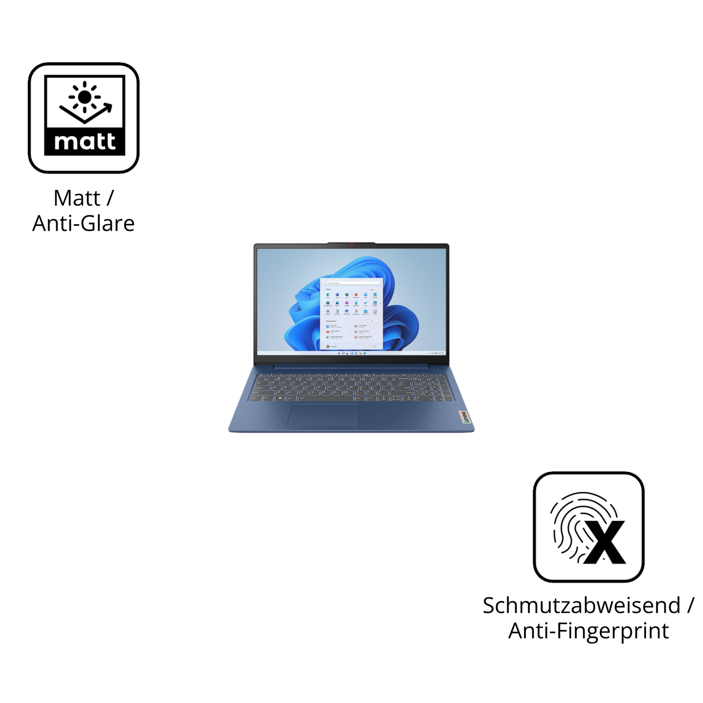 9H Hartbeschichtete, flexible Folie passend zugeschnitten für Lenovo IdeaPad Slim 3 15.6 Zoll