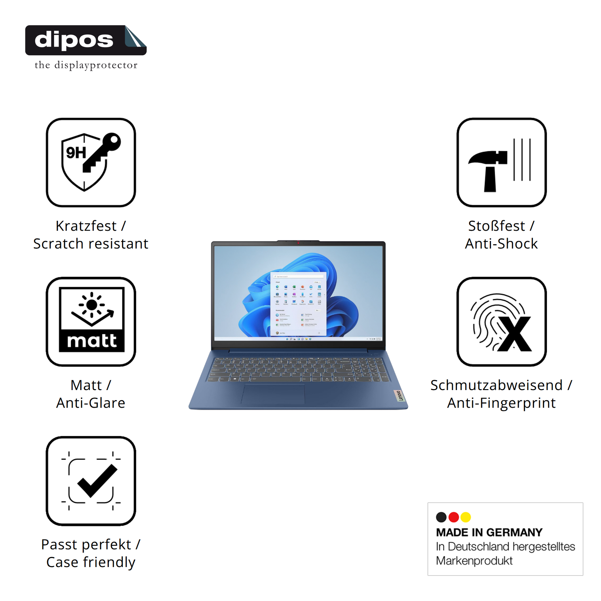 Displayschutz hergestellt in Deutschland, höchste Qualität made in Germany