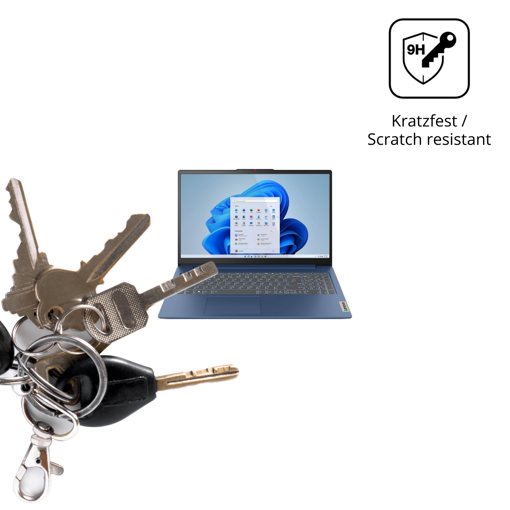 dipos Displayschutz für Lenovo IdeaPad Slim 3 15.6 Zoll, transparente Oberfläche, perfekte Passform auch für die Rundungen