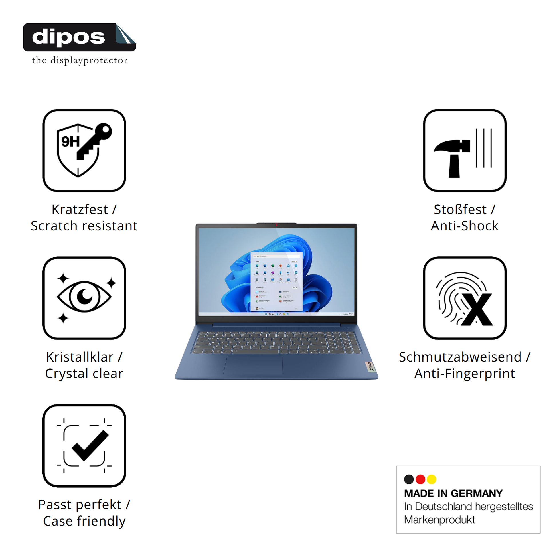 Displayschutz hergestellt in Deutschland, höchste Qualität made in Germany