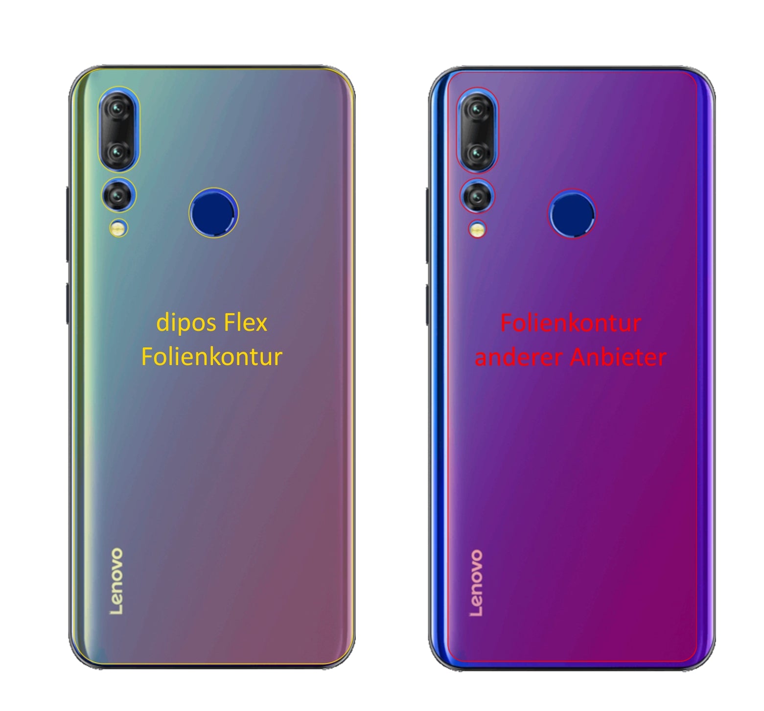 LenovoK6 Enjoy Rückseite mit aufgebrachter dipos Displayschutzfolie, glasklare Darstellung ohne Einschränkungen