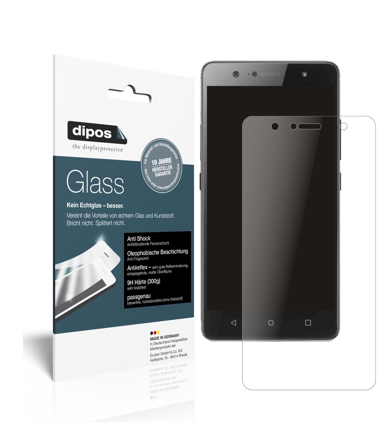 Matte Displayschutzfolie von dipos passend für Lenovo K8 Plus, 9H kratzfest und blasenfrei montiert