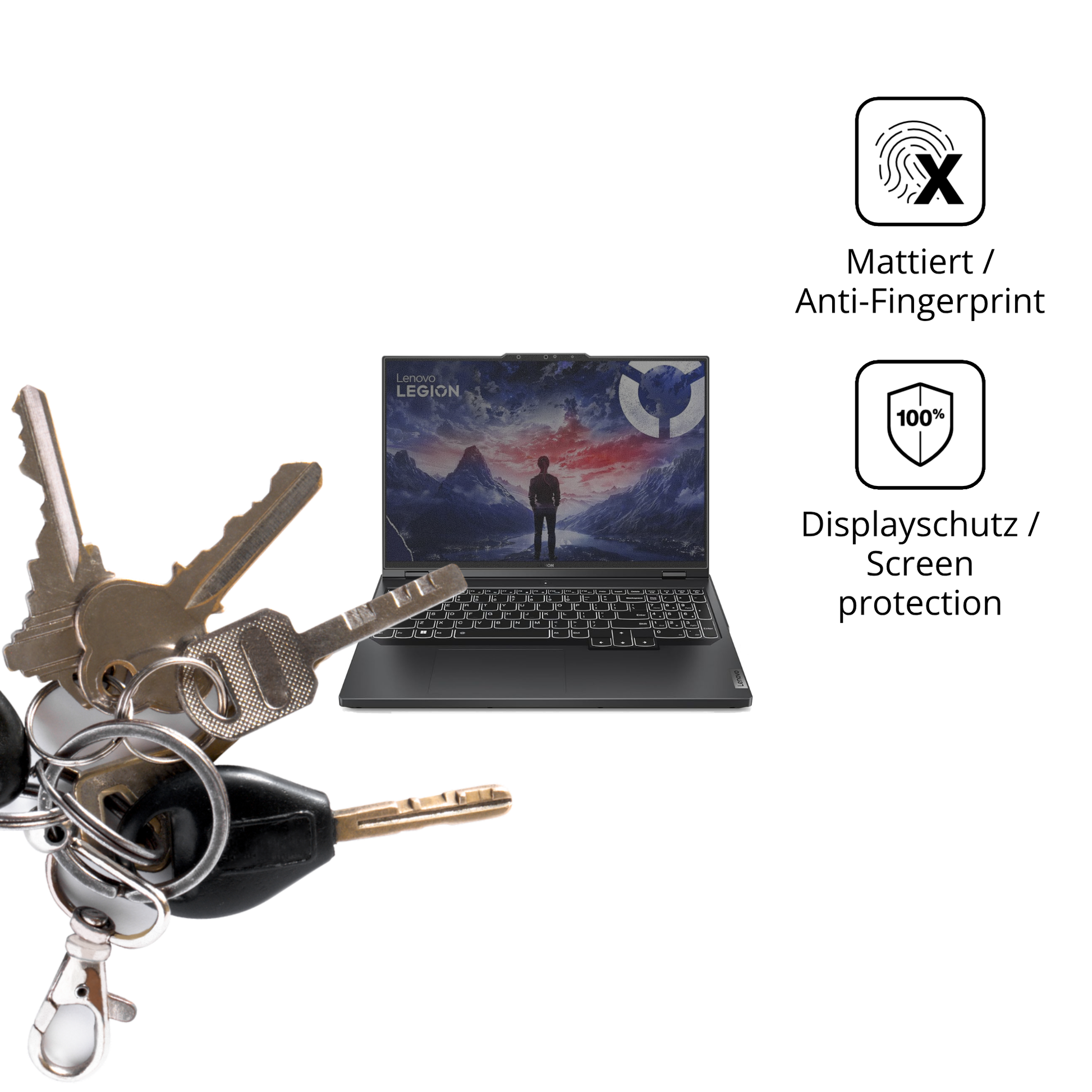 dipos Displayschutz für Lenovo Legion Pro 5 16 Zoll, mattierte Oberfläche, Blickschutzfilter und perfekter Passform