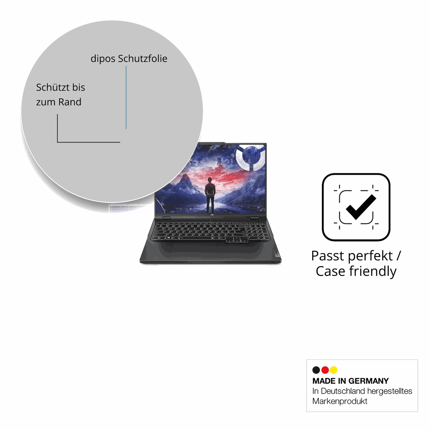 Schutzglasfolie mit optimaler Passform, zur Verwendung mit Hüllen geeignet