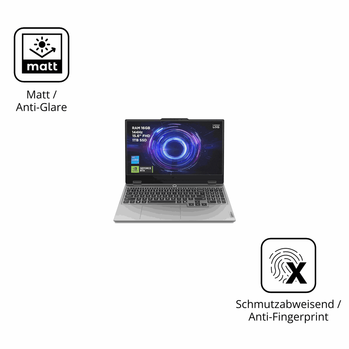 Dünne und entspiegelnde Folie passend zugeschnitten für Lenovo LOQ Gaming AI 15.6 Zoll