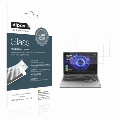 Matte Displayschutzfolie von dipos passend für Lenovo LOQ Gaming AI 15.6 Zoll, 9H kratzfest und blasenfrei montiert