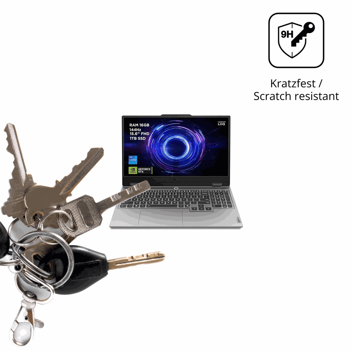 dipos Displayschutz für Lenovo LOQ Gaming AI 15.6 Zoll, transparente Oberfläche, perfekte Passform auch für die Rundungen