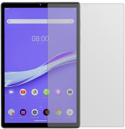LenovoM10 Plus mit aufgebrachter dipos Displayschutzfolie, die lästige Fingerabdrücke minimiert
