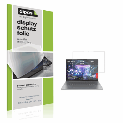 Matte Displayschutzfolie von dipos passend für Lenovo Slim 7i Ultra Gen 11 14 Zoll, präziser Zuschnitt und blasenfrei montiert