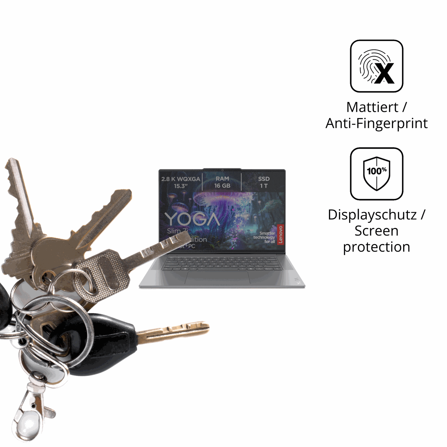 dipos Displayschutz für Lenovo Slim 7i Ultra Gen 11 14 Zoll, mattierte Oberfläche, Blickschutzfilter und perfekter Passform