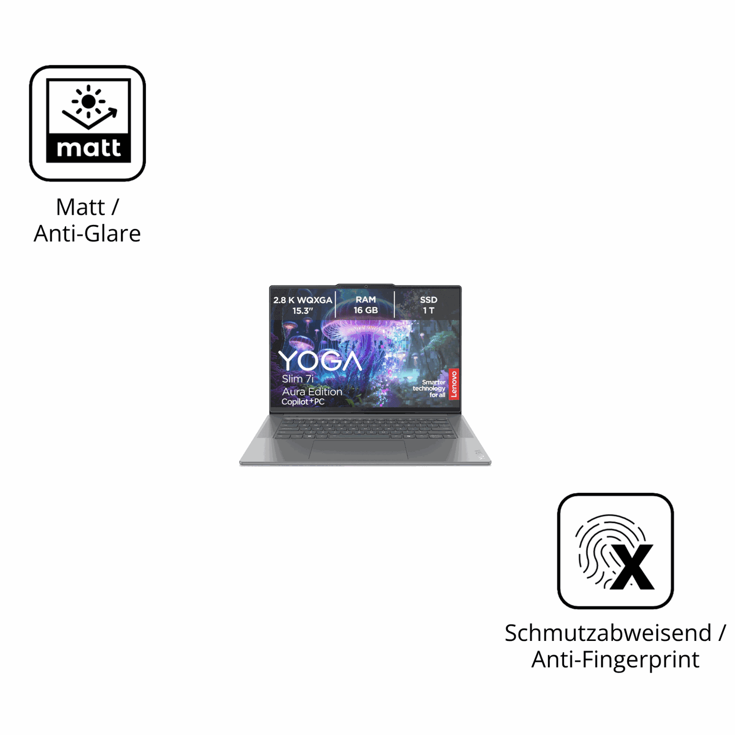 9H Hartbeschichtete, flexible Folie passend zugeschnitten für Lenovo Slim 7i Ultra Gen 11 14 Zoll