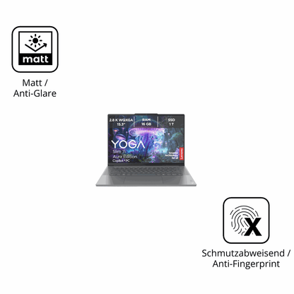 9H Hartbeschichtete, flexible Folie passend zugeschnitten für Lenovo Slim 7i Ultra Gen 11 14 Zoll