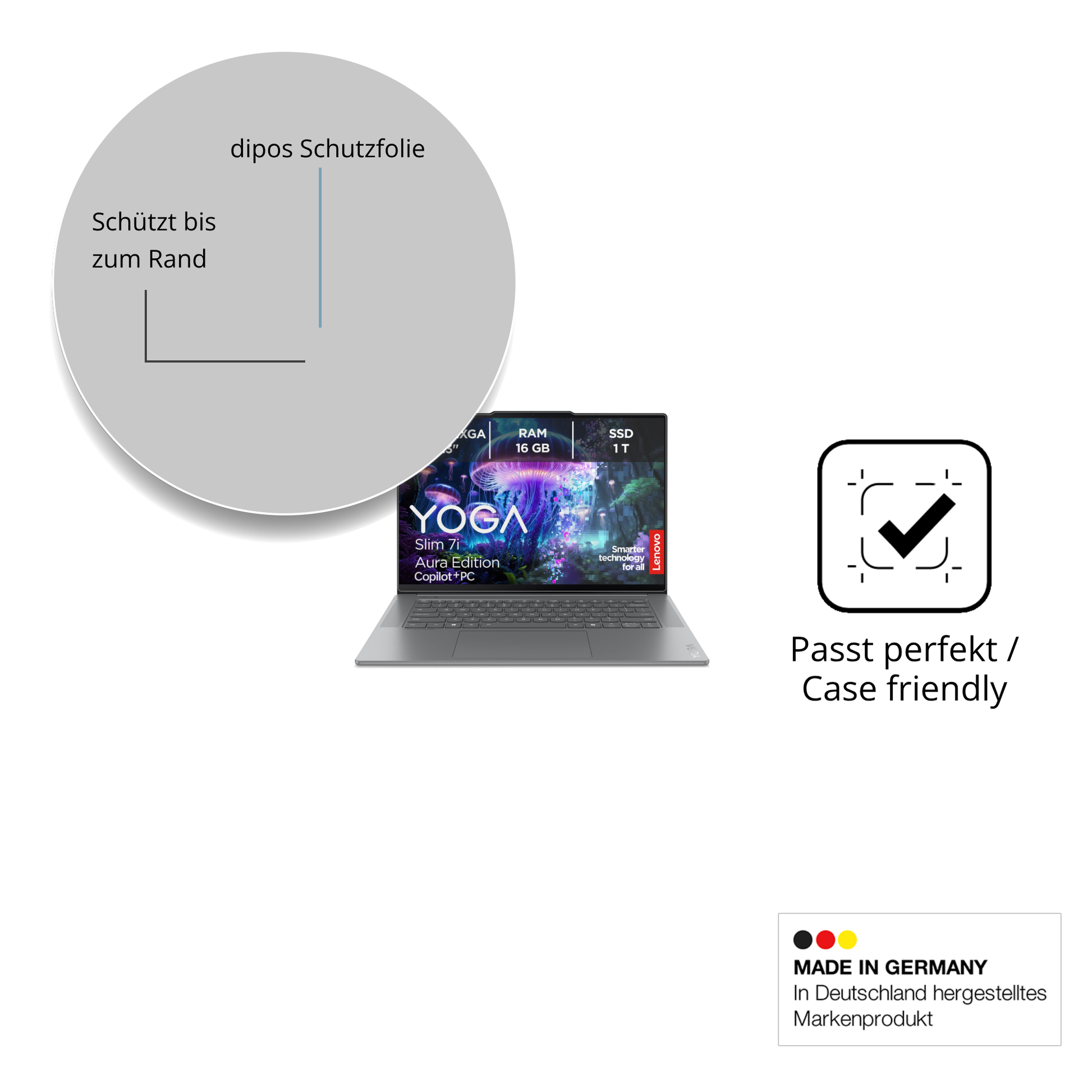 Besonders flexibler Displayschutz mit Anti-Shock-Schicht im Materialmix