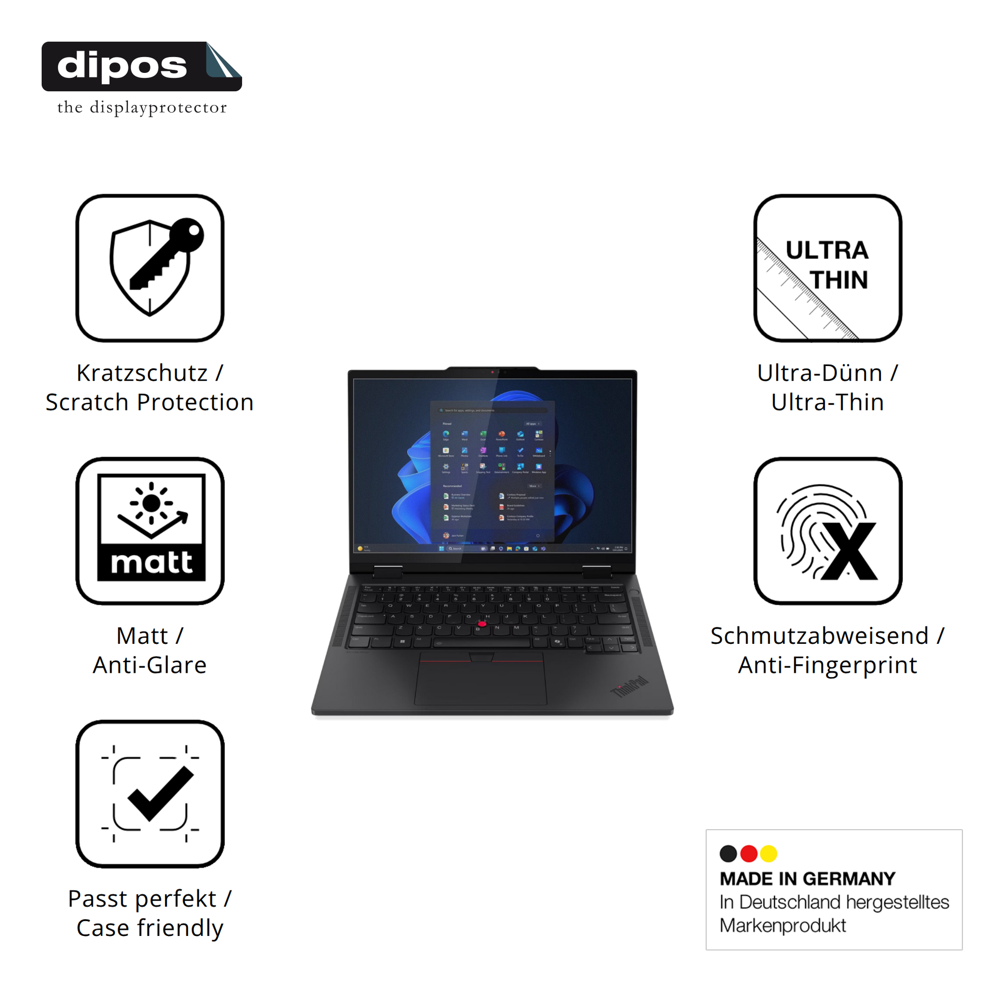 Displayschutz hergestellt in Deutschland, höchste Qualität made in Germany