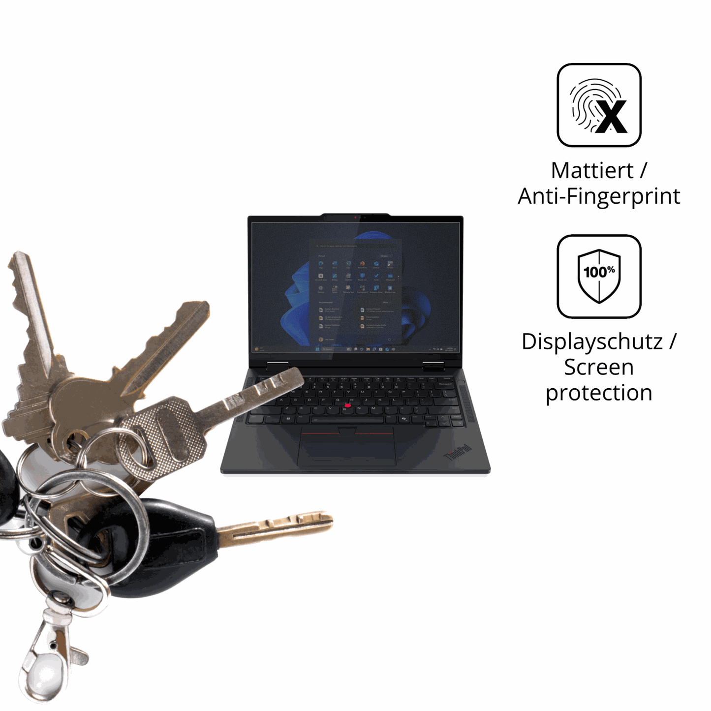 dipos Displayschutz für Lenovo T14s 2-in-1 G1, mattierte Oberfläche, Blickschutzfilter und perfekter Passform