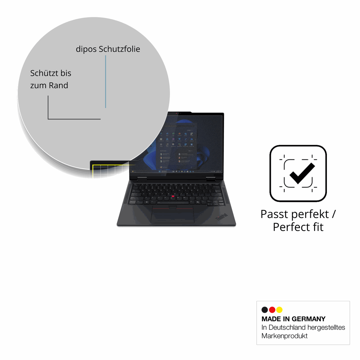 Schutz gegen Kratzer auf dem Lenovo T14s 2-in-1 G1 Glas durch Schlüssel oder Ähnliches