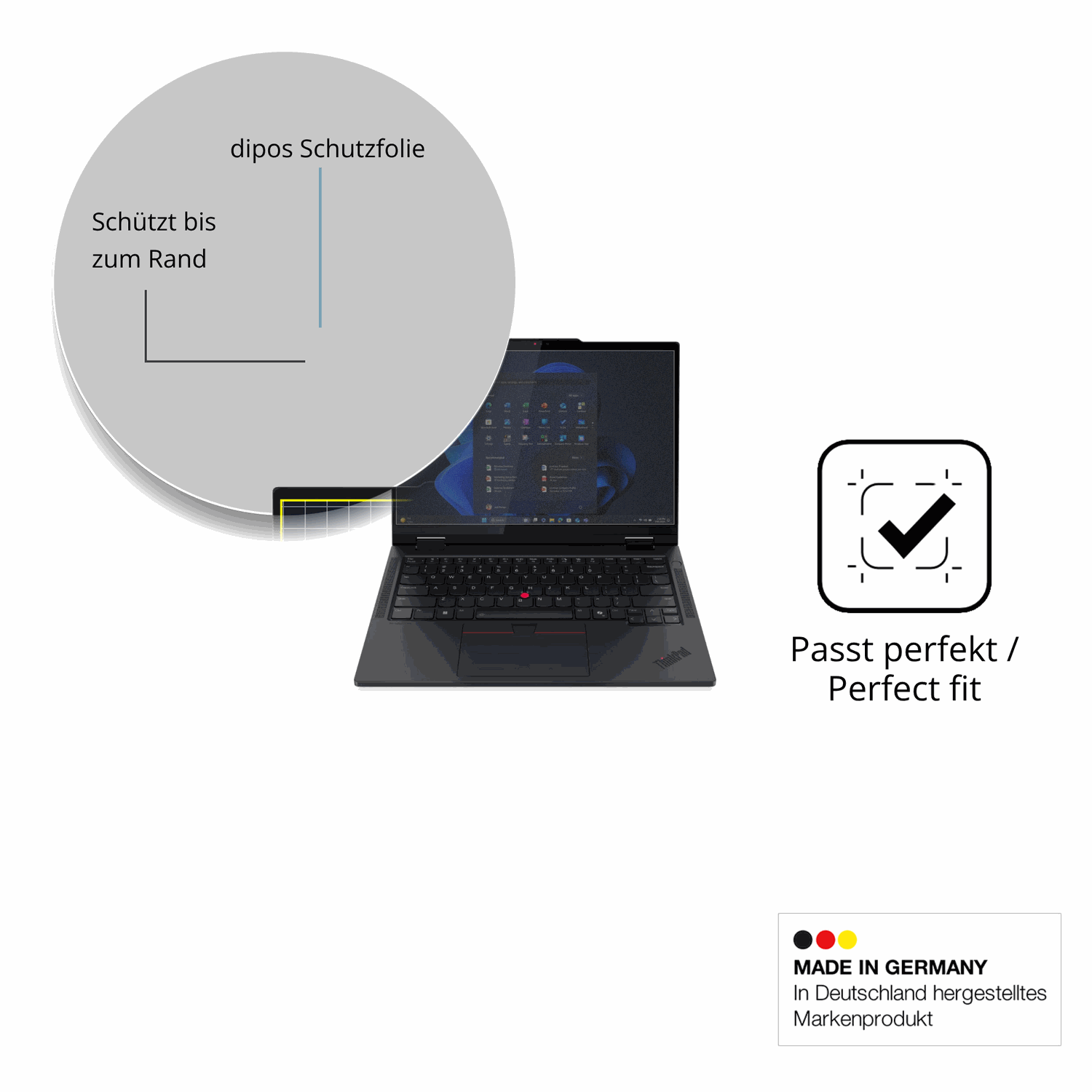 Schutz gegen Kratzer auf dem Lenovo T14s 2-in-1 G1 Glas durch Schlüssel oder Ähnliches