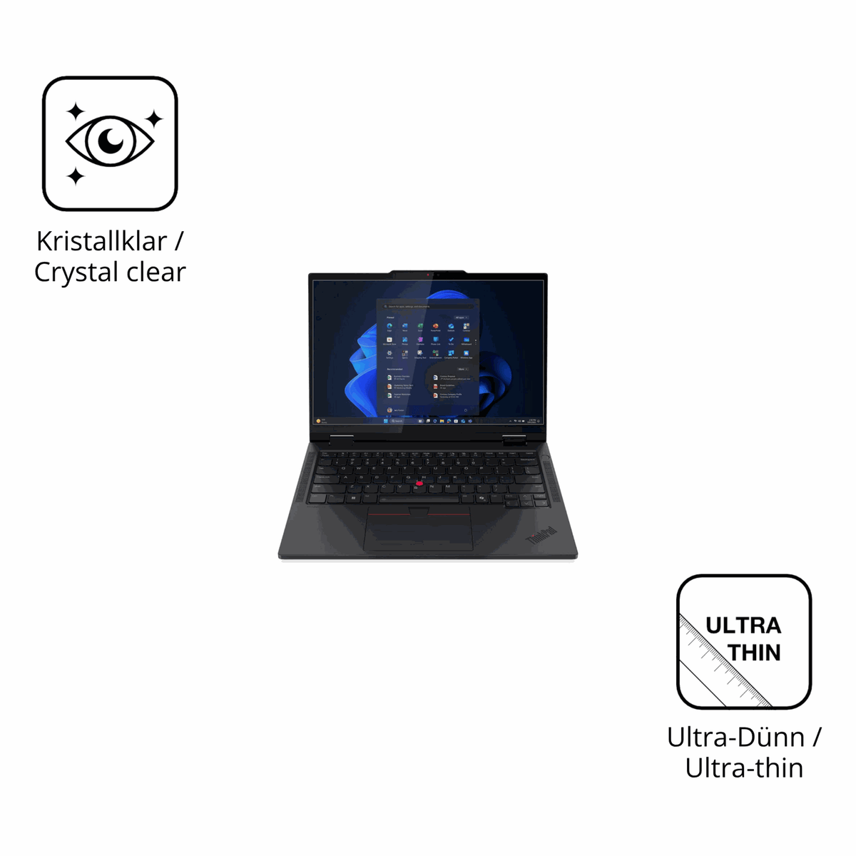 Dünne und klare Folie passend zugeschnitten für Lenovo T14s 2-in-1 G1