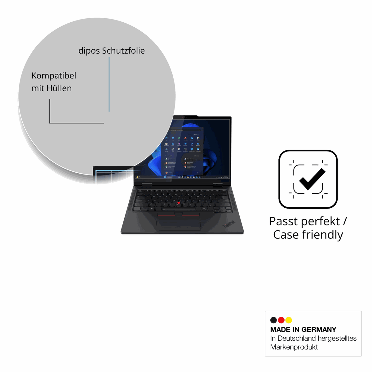 Schutzfolie mit optimaler Passform, zur Verwendung mit Hüllen geeignet