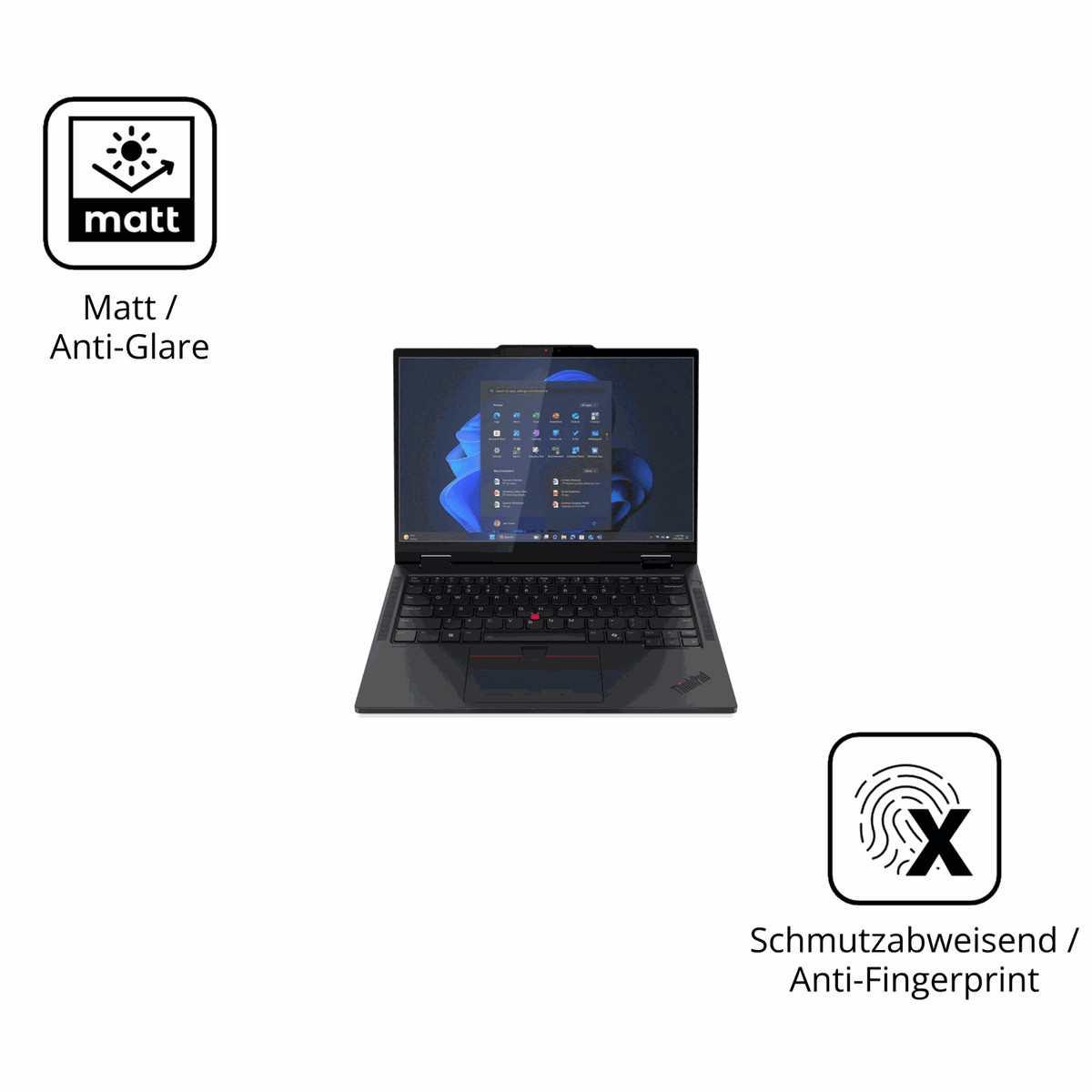 9H Hartbeschichtete, flexible Folie passend zugeschnitten für Lenovo T14s 2-in-1 G1