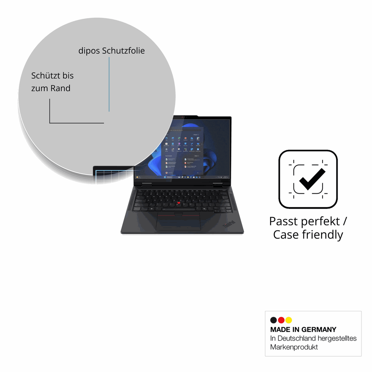 Schutzglasfolie mit optimaler Passform, zur Verwendung mit Hüllen geeignet