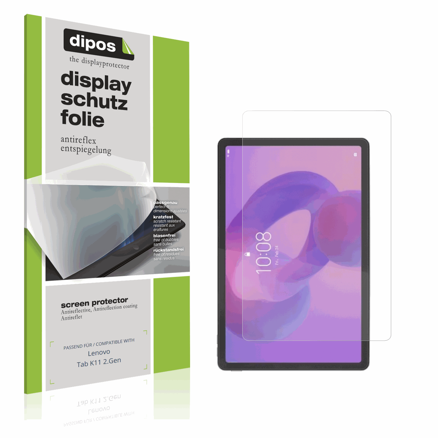 Matte Displayschutzfolie von dipos passend für lenovotab k11 2.gen, präziser Zuschnitt und blasenfrei montiert